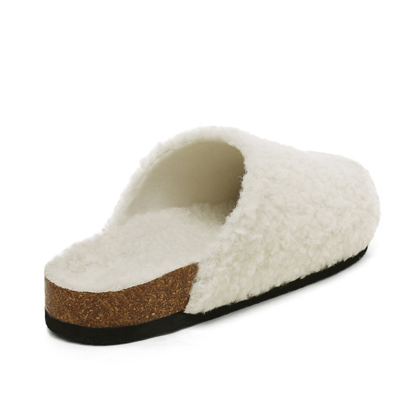 Indoor & Outdoor Cork Fuzzy Slippers - CREAMY WHITE - 3